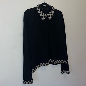 Beaded checker black sweater